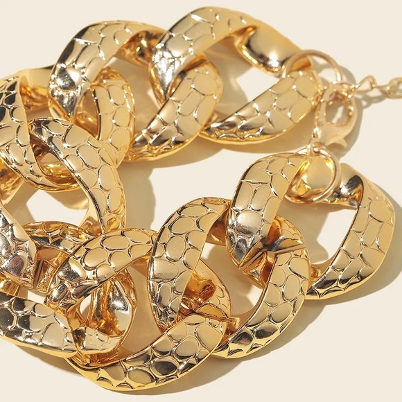 Big Flat Link Chain Metallic Gold Reptile Leopard Flexible Necklace Silver - Picture 13 of 15